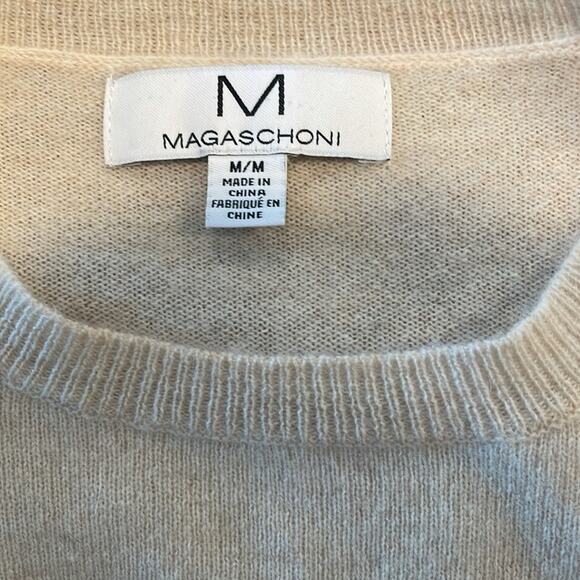 MAGASCHONI cream novelty star animal print cashmere crew neck sweater medium - Picture 9 of 10